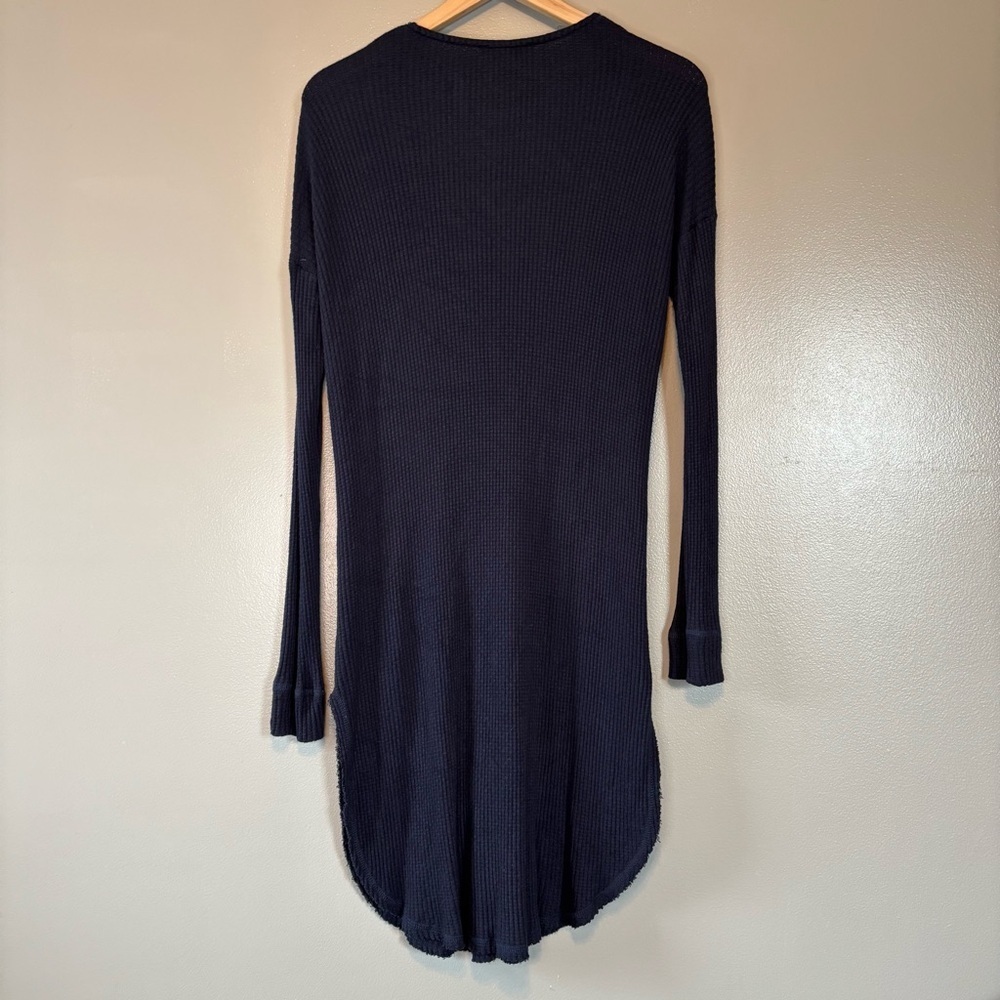 Fifteen Twenty Large Made in USA Rib Knit Raw Hem Duster Cardigan Navy Blue - Picture 3 of 5